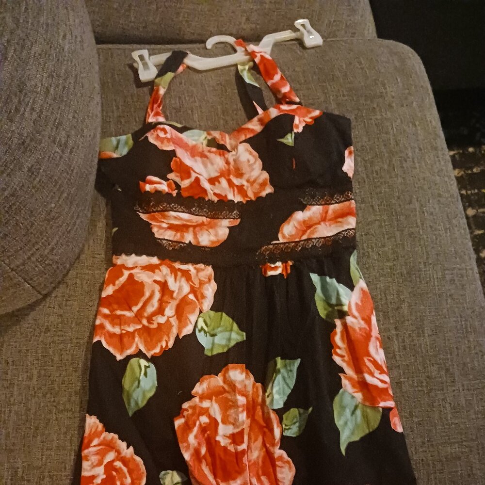 Pink and black halter dress